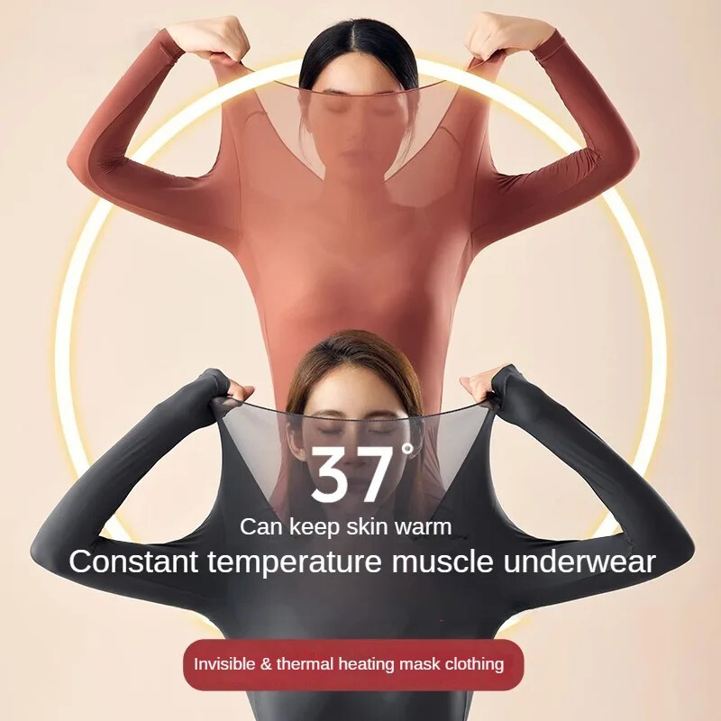 Women Ultra-Thin Long Sleeve Crew Neck Thermal Underwear High Stretch