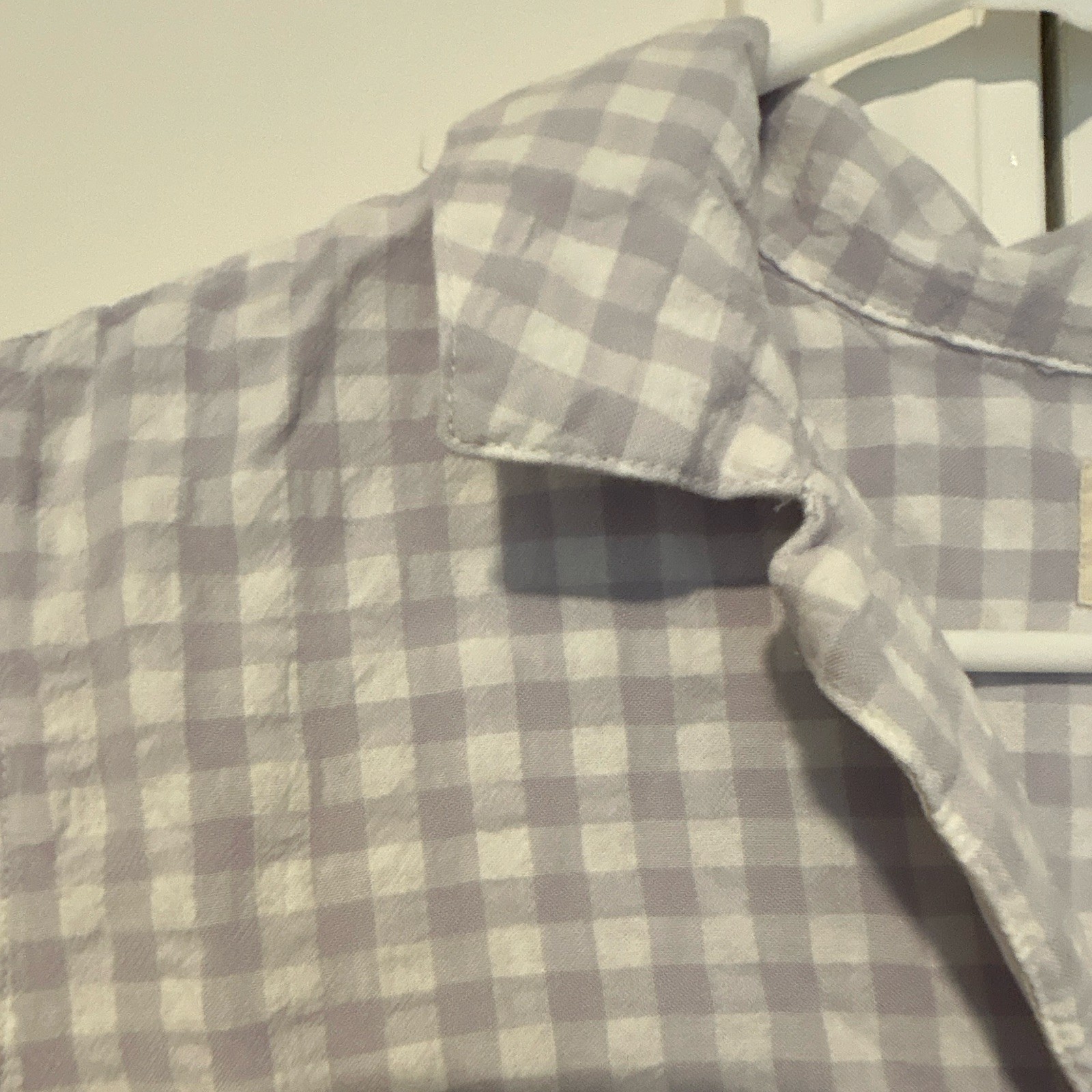 Levi’s Women’s Lilac/White Gingham Short Sleeve Button-Up Shirt M Cotton Pockets