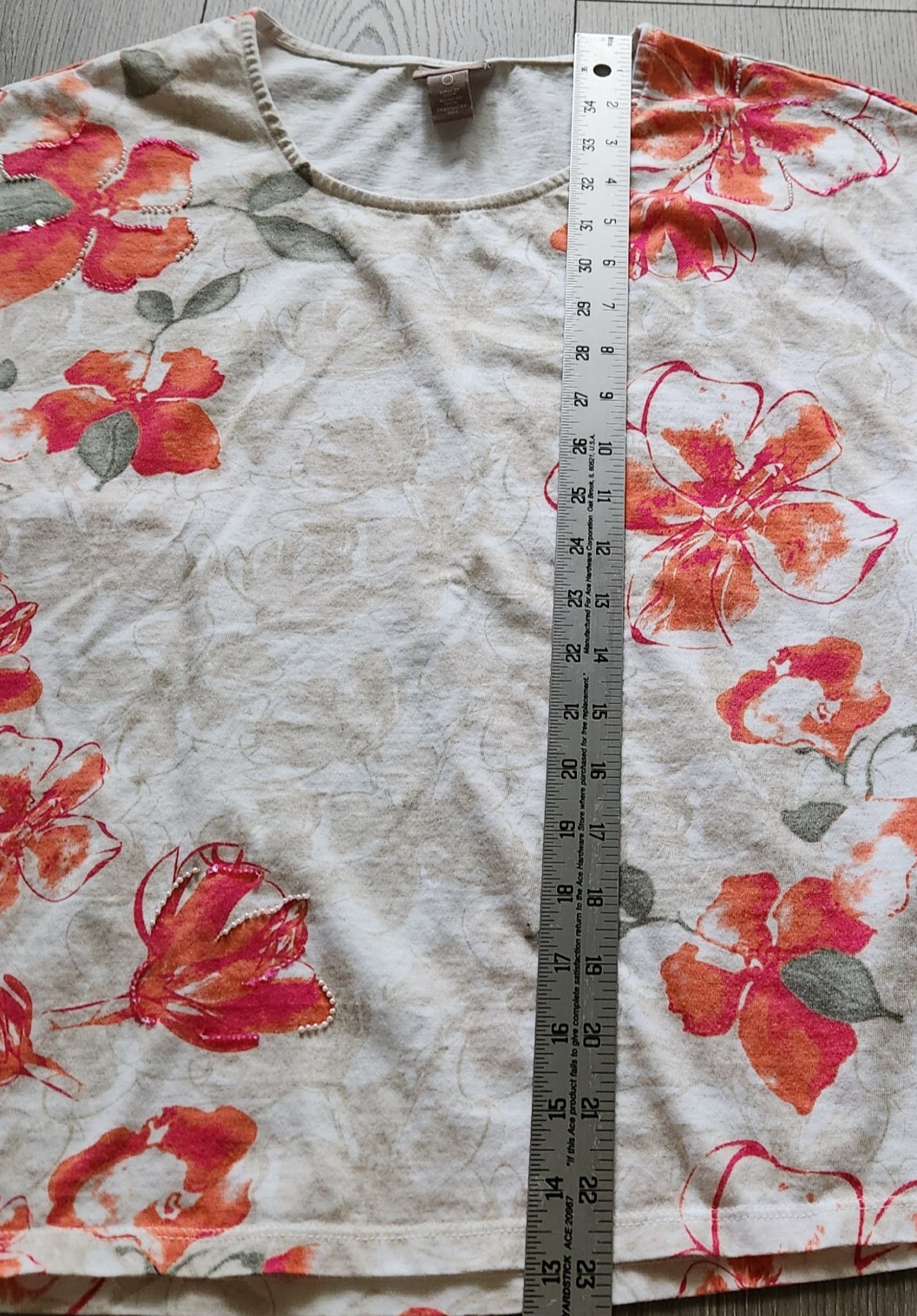 Chico’s Top Shirt Women’s 0 S US 4 White Green Red Orange Floral Cotton