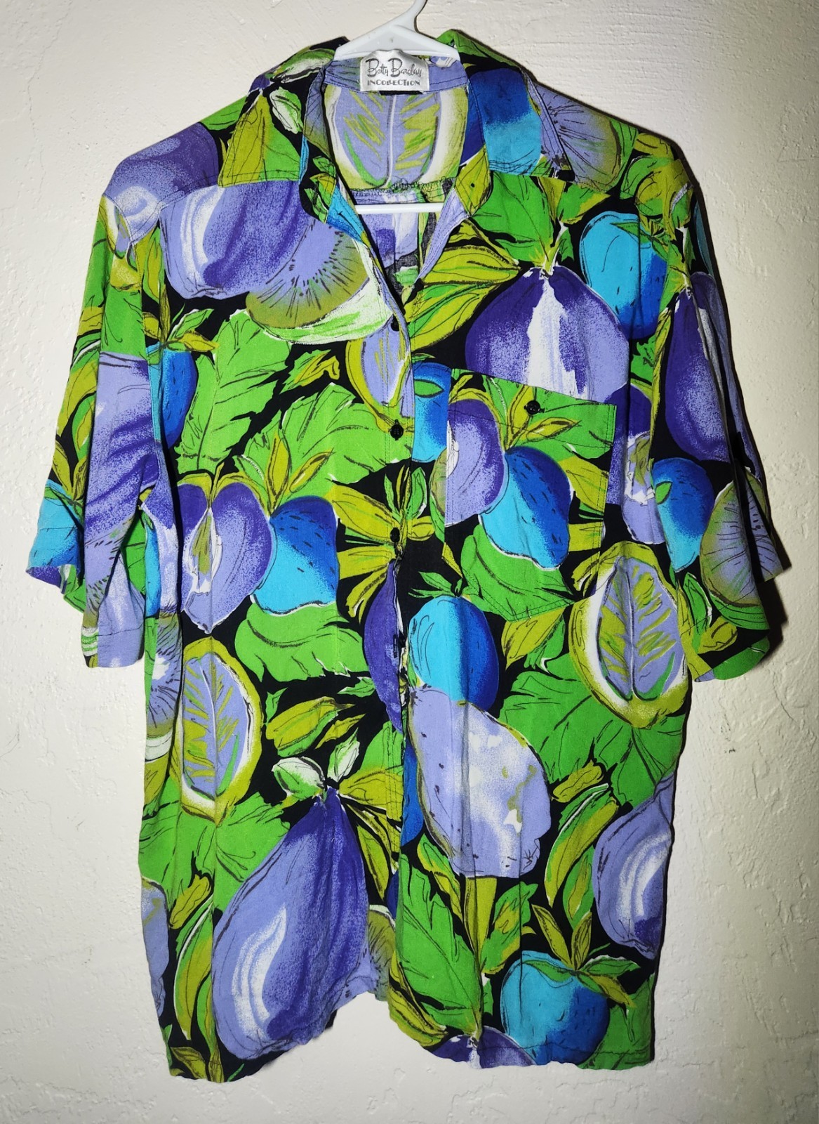 Vintage Betty Barclay Womens Size Medium Vibrant Floral-Print Button-Down Shirt