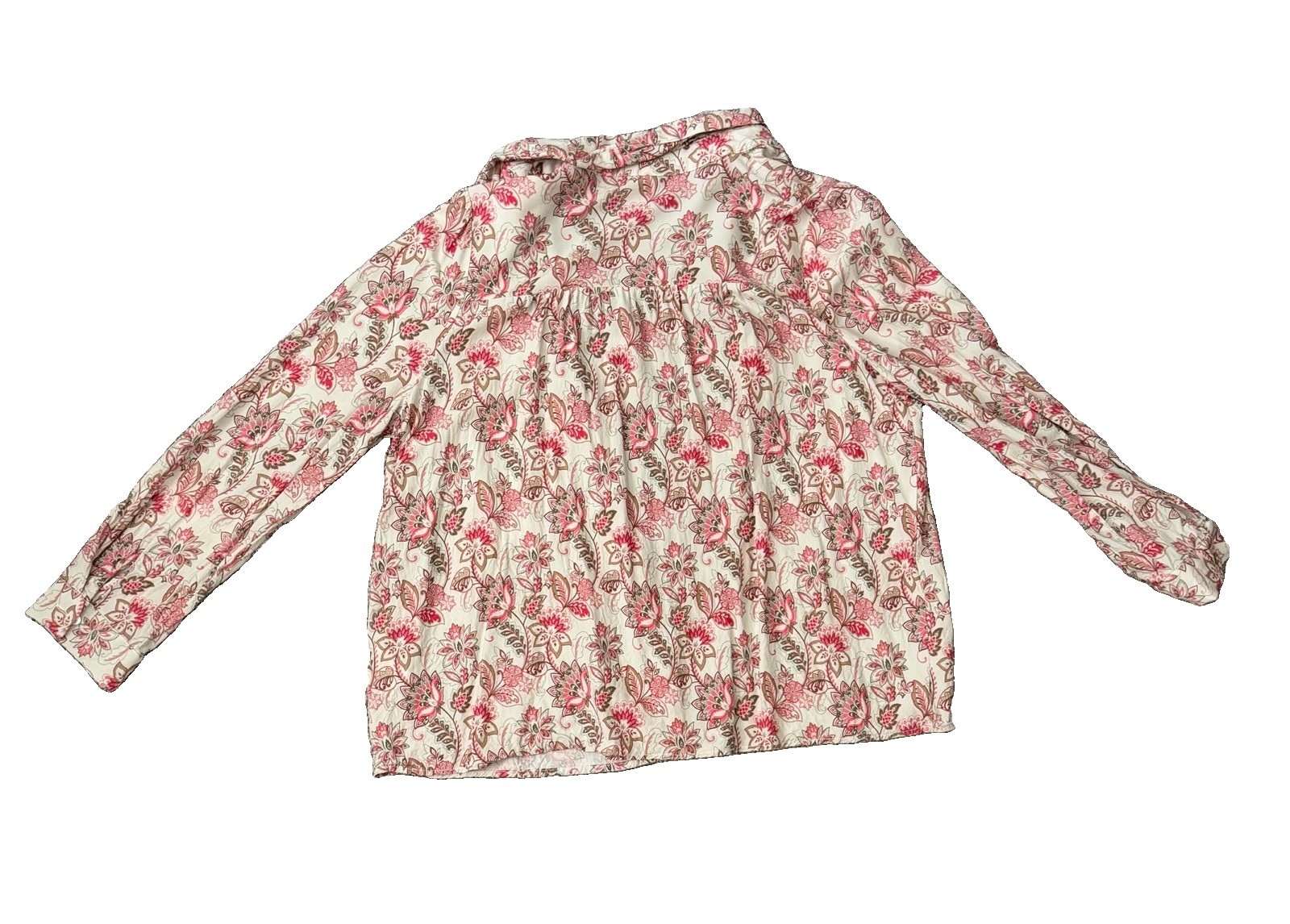 Bohemela Light Teal And Red Floral Print Button Down Blouse