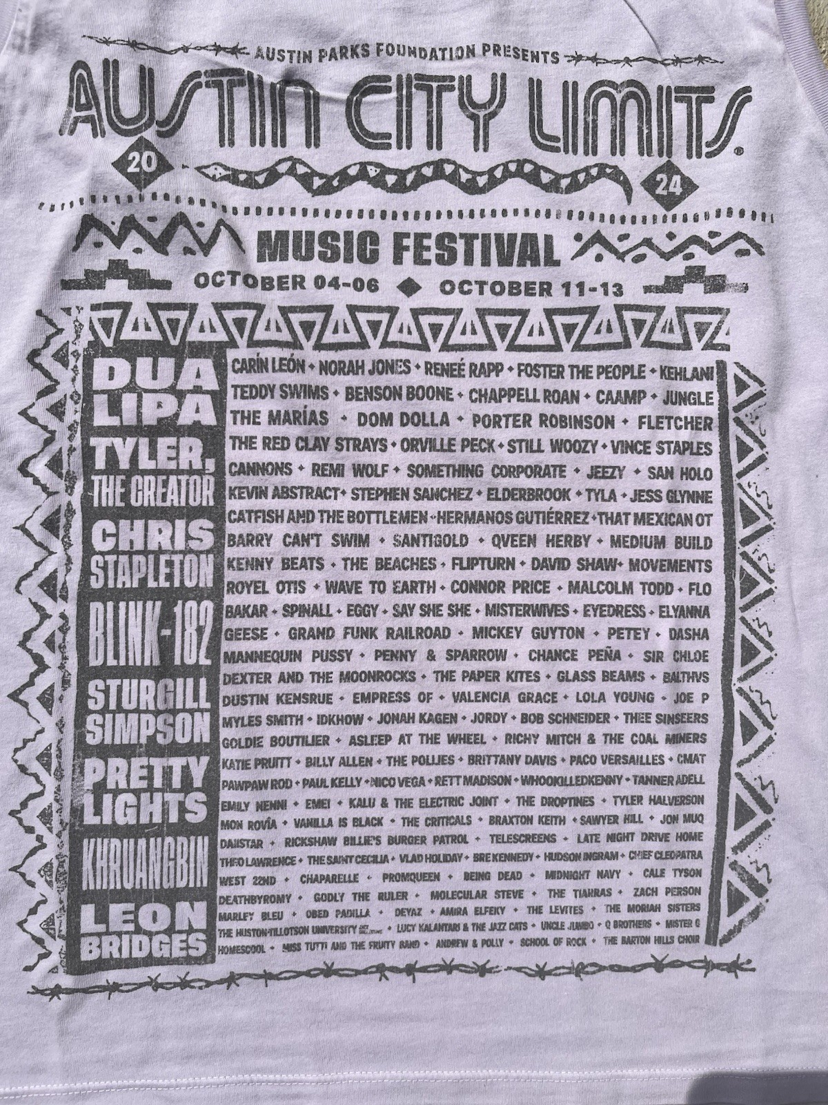 Austin City Limits Music Festival Shirt Crop Tank Womens Medium ACL 2024 Lineup