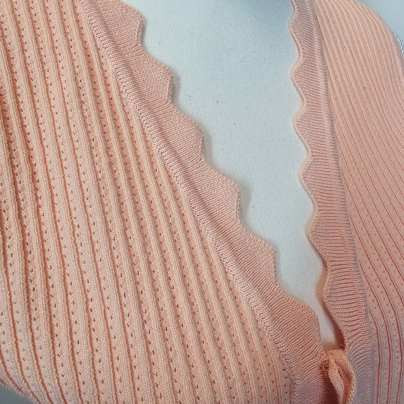 Pale Pink Coquette Soft Girly Tie Front Ribbed Tank Top Sleeveless Size Small