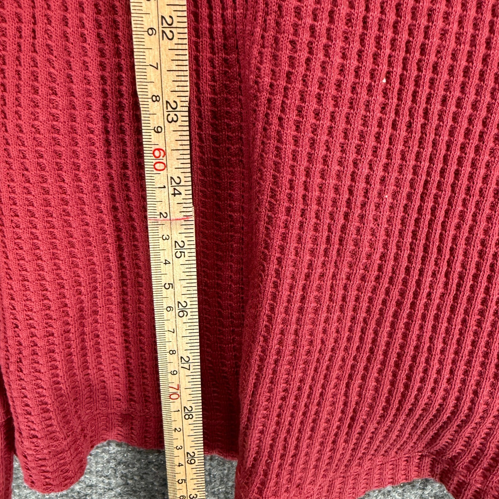 We The Free Shirt Women Medium Red Waffle Knit Oversized Thermal Bohemian
