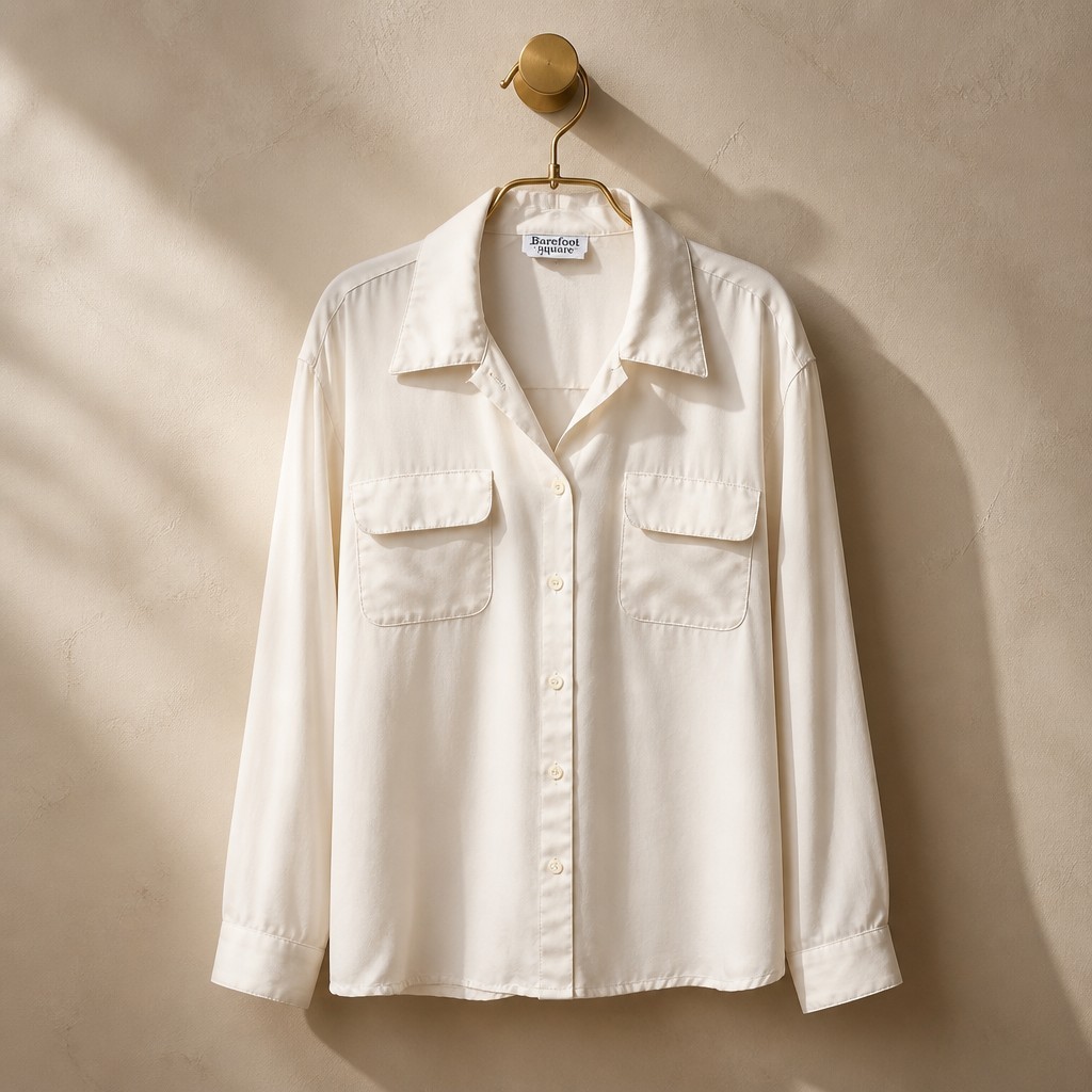 Barclay Square Women’s Cream Button-Up Utility Blouse Long Sleeve Size 12 – 5010