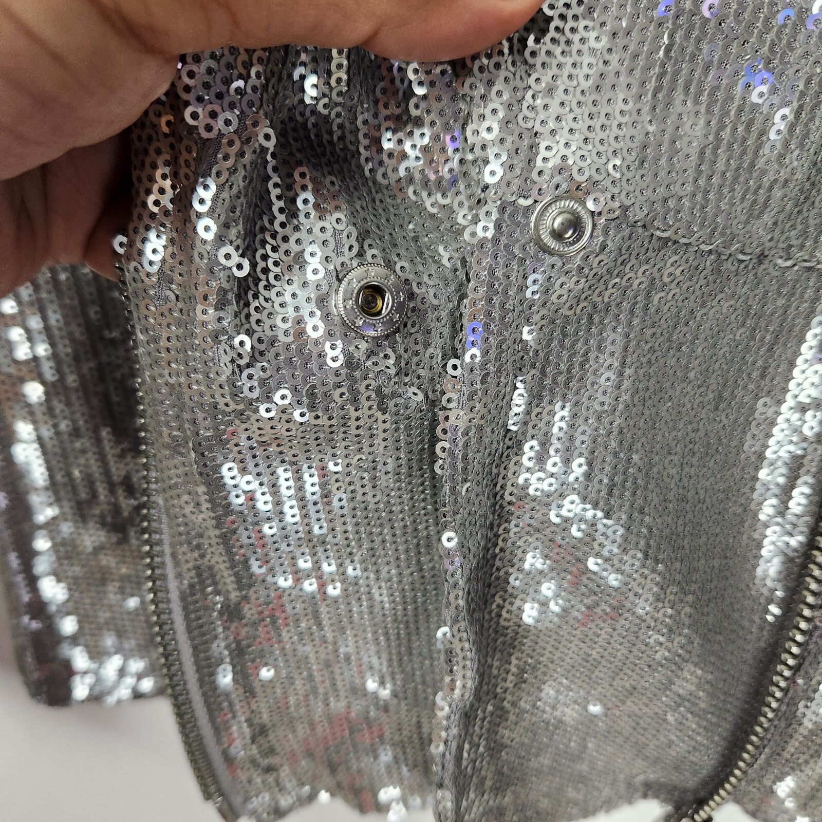 I•N•C International Concepts Silver Shiny Sequin Size M Zip Top Party Holidays