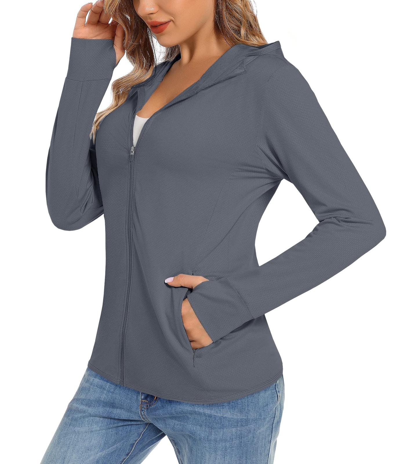 UPF50+ Women’s Sun Protection Hoodie Shirts Long Sleeve Quick Dry Running Shirts