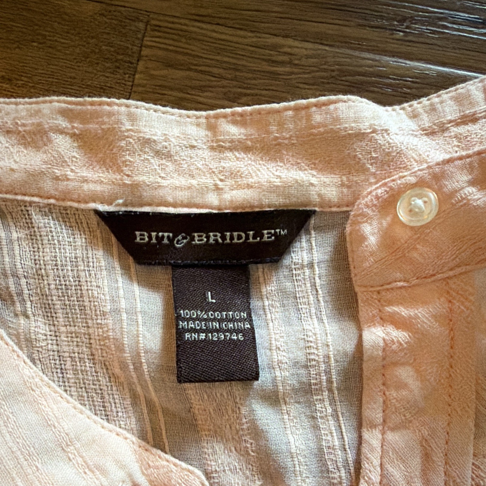 Bit & Bridle Women’s L Pink Solid Sleeveless Collared Button-Down Cotton Blouse