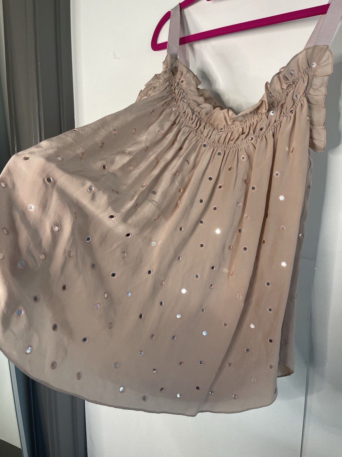 Rebecca Taylor Chrystal Embellished Ruffle Blouse Size 6 Medium