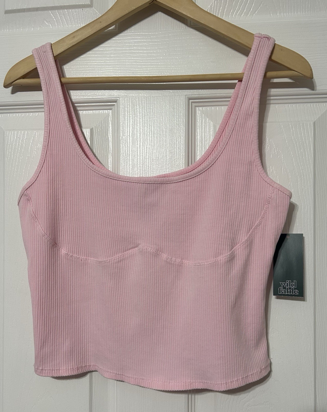 Wild Fable Women’s Baby Pink Ribbed Tank Crop Top NWT Size L