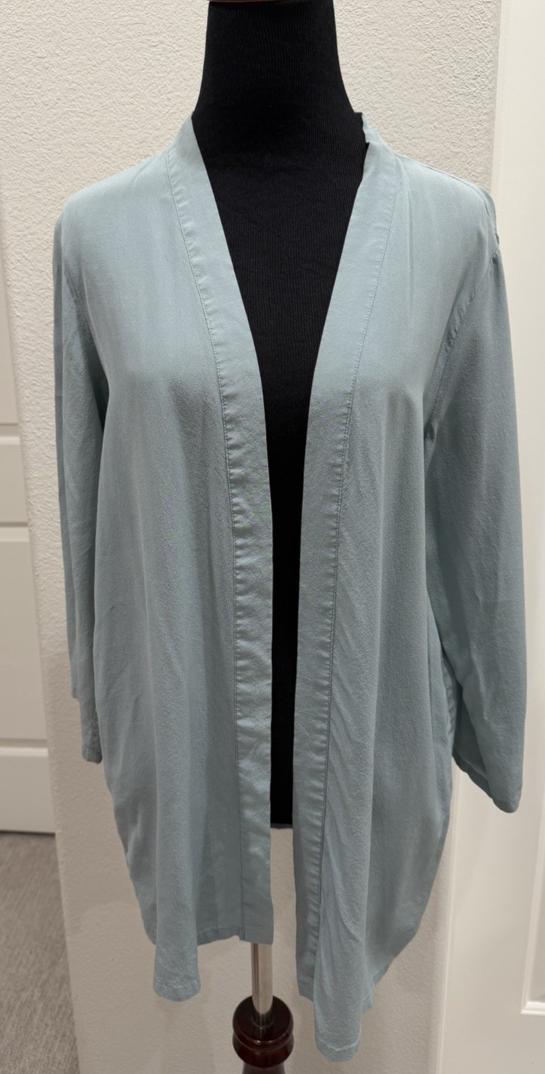 Lilysilk Mulberry Silk Open Front Top Blouse Cardigan Sage Green M Luxury