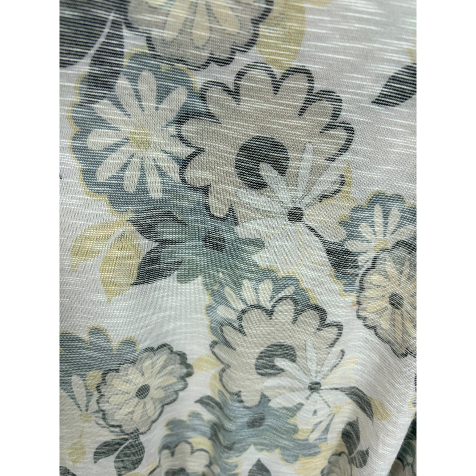 LOGO Lori Goldstein Floral Peplum Tunic Women 2X Gray Yellow Short Sleeve Pocket