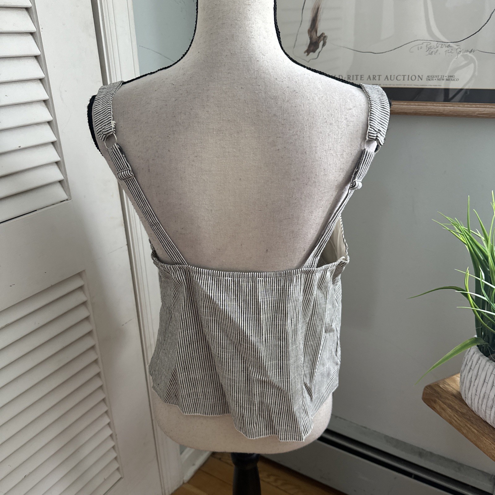 Kirious Top Womens Large Black White Striped Babydoll Minimalist Boho Capsule