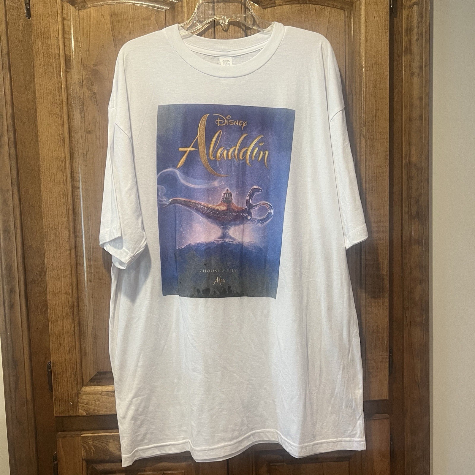 Disney Aladdin Poster Logo Genie Lamp Tee XXLT Unisex White Shirt