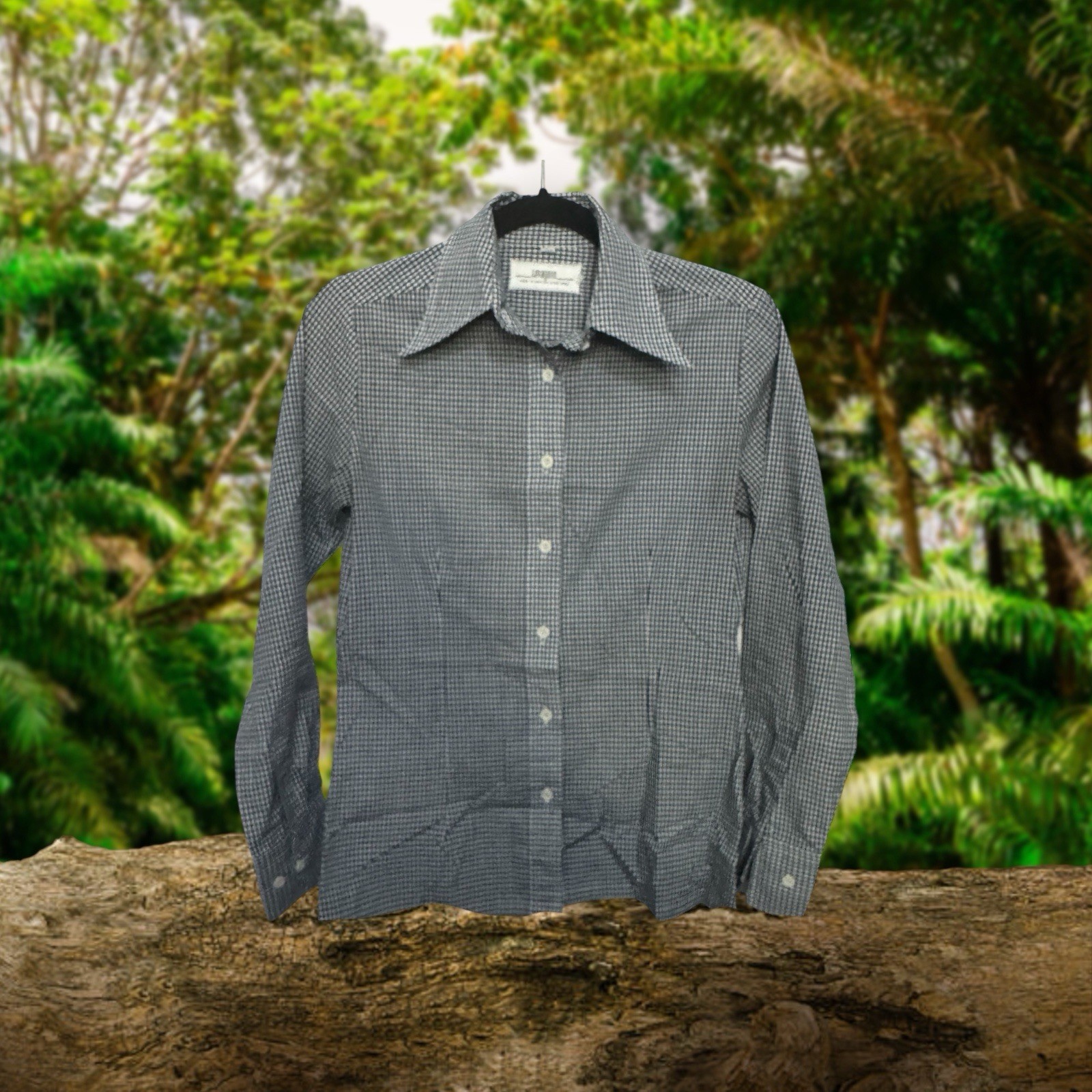 I. Magnin Sm. Blue And White Checkered Shirt, Women’s Shirt Tapered Size 9/10