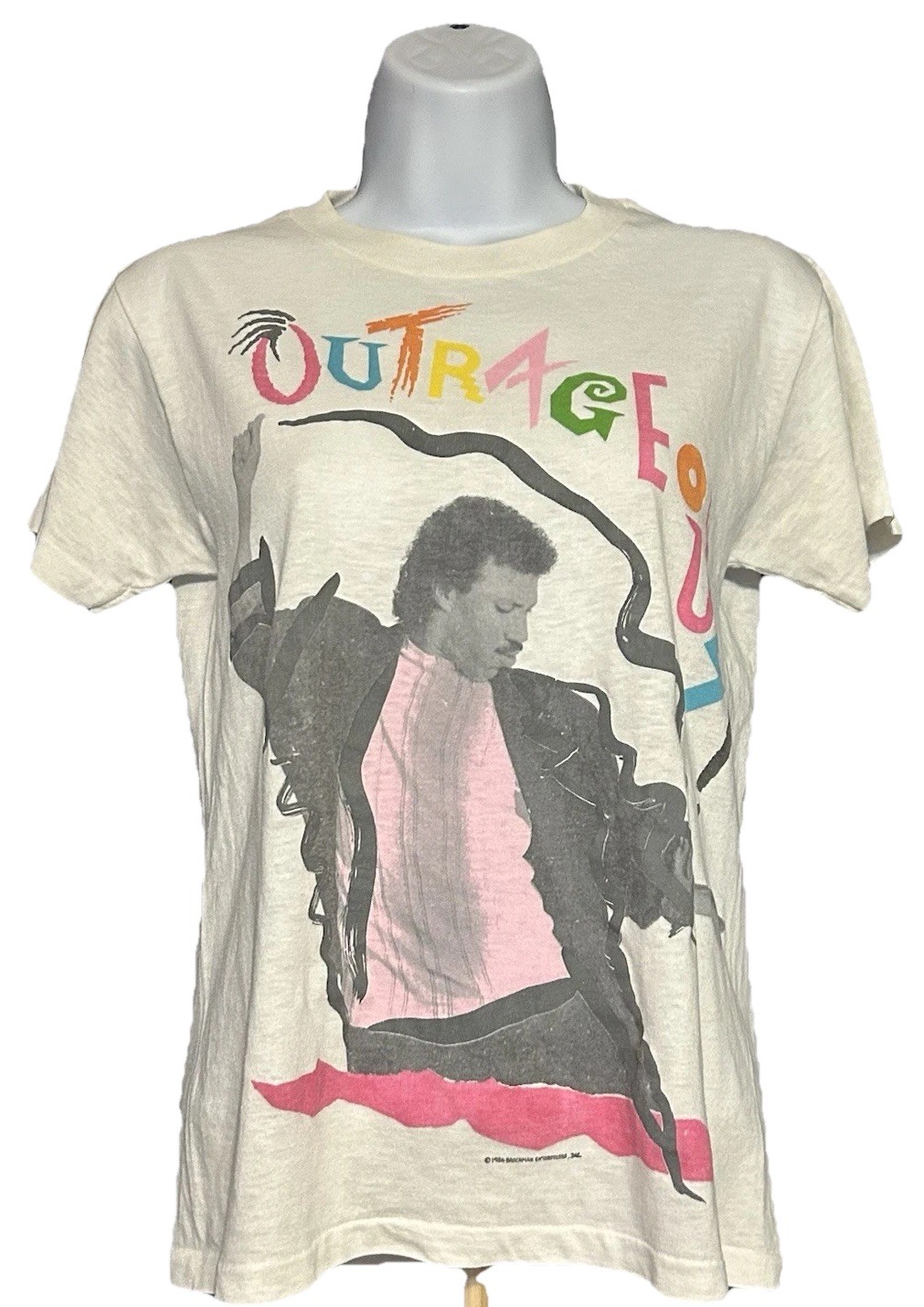Vintage Lionel Richie 1986 Outrageous Tour Shirt Women Small White Double Sided