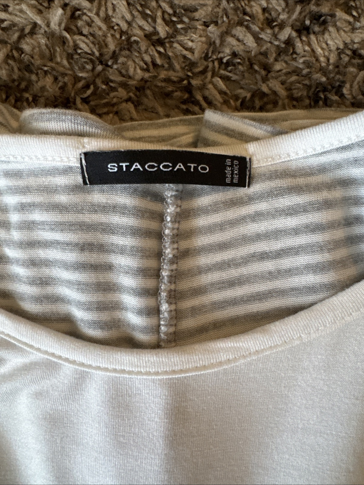 Staccato Top Blues Gray Stripe Shirt Color block Size M/L Women’s