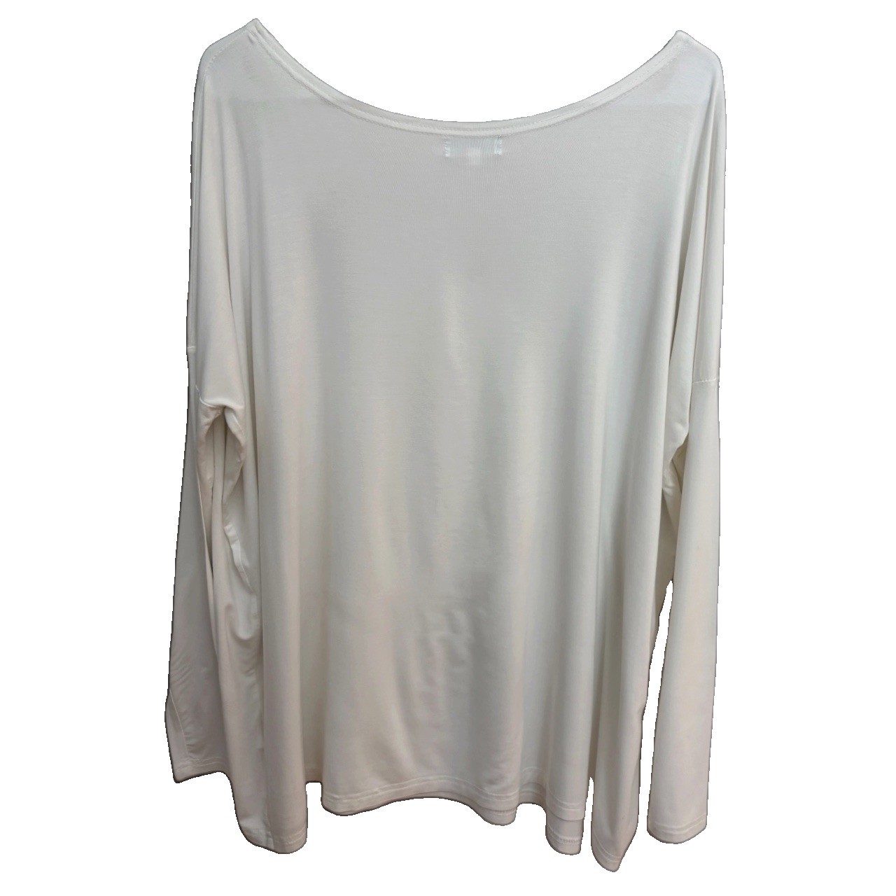PIKO Green Earth Fashion Top S White Bamboo Spandex Long Sleeve Oversized EUC