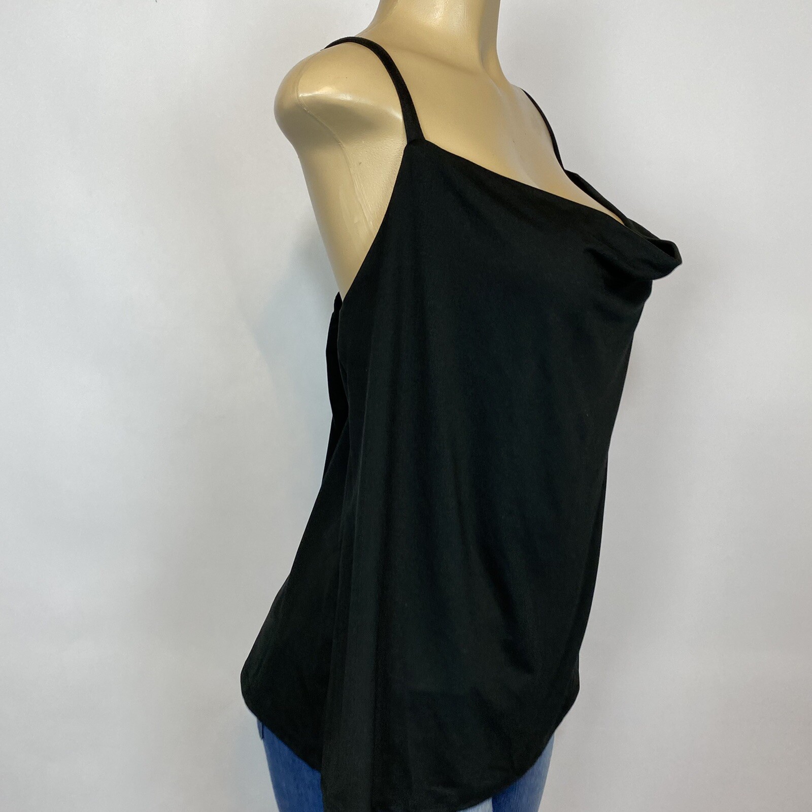 Nine Brittan Black Stretch Adjustable Straps Tank Top Women Plus Size 1X Casual