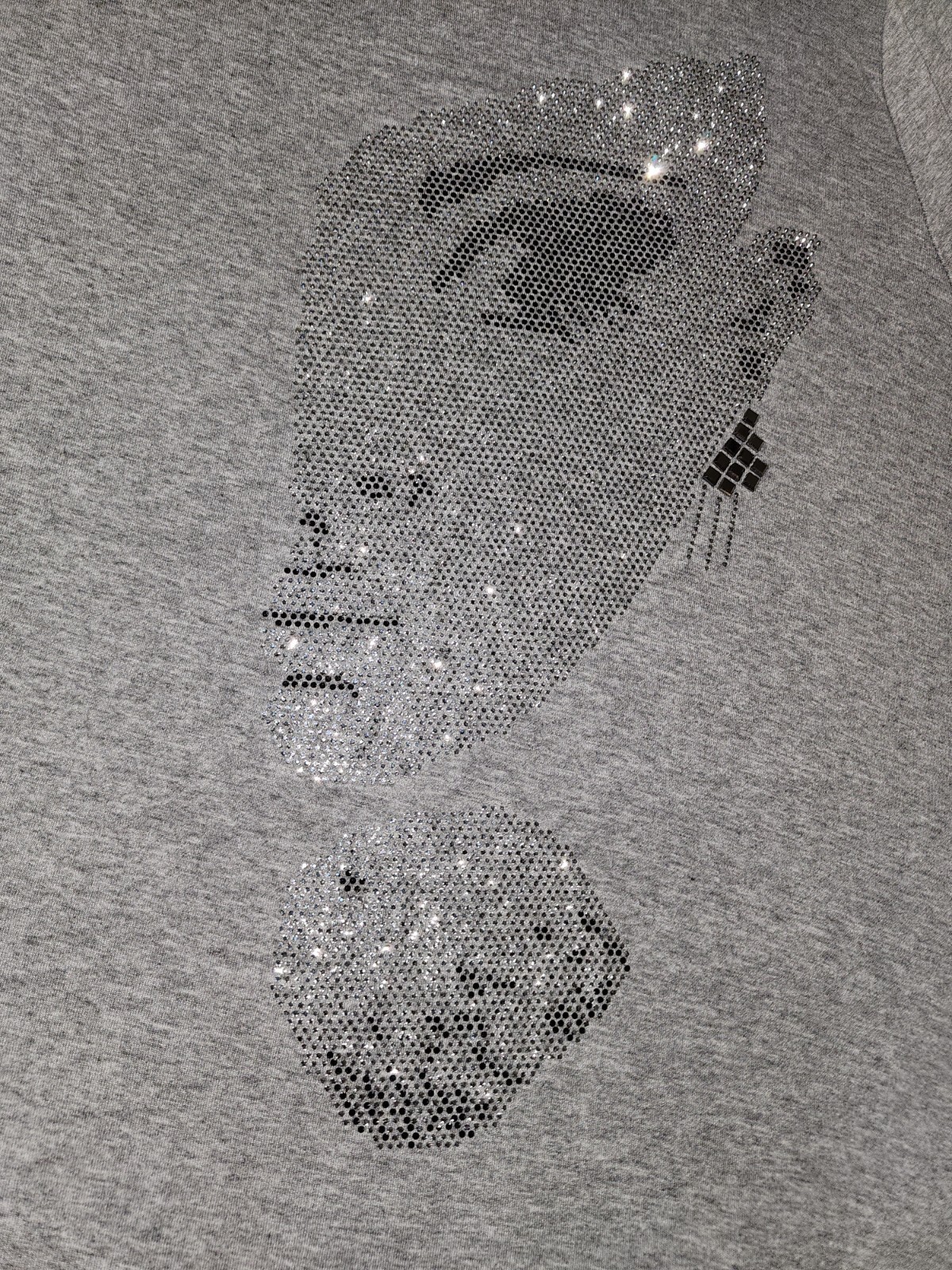 ALMALKA Fashion Womens Gray Sequins Diva Tee Shirt Tunic Top Short Sleeve Sz.M-L