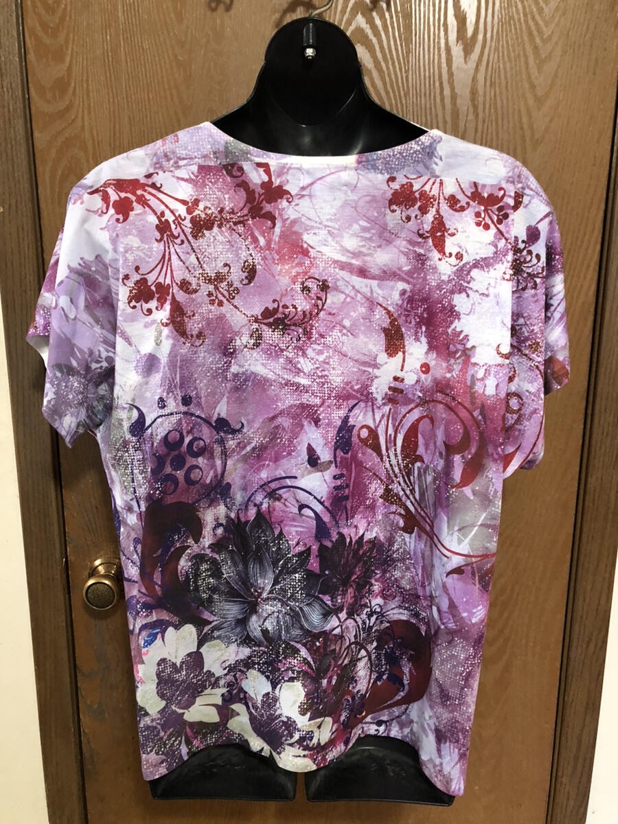 Breckenridge Woman Embellished Floral Short Sleeve Top 3X