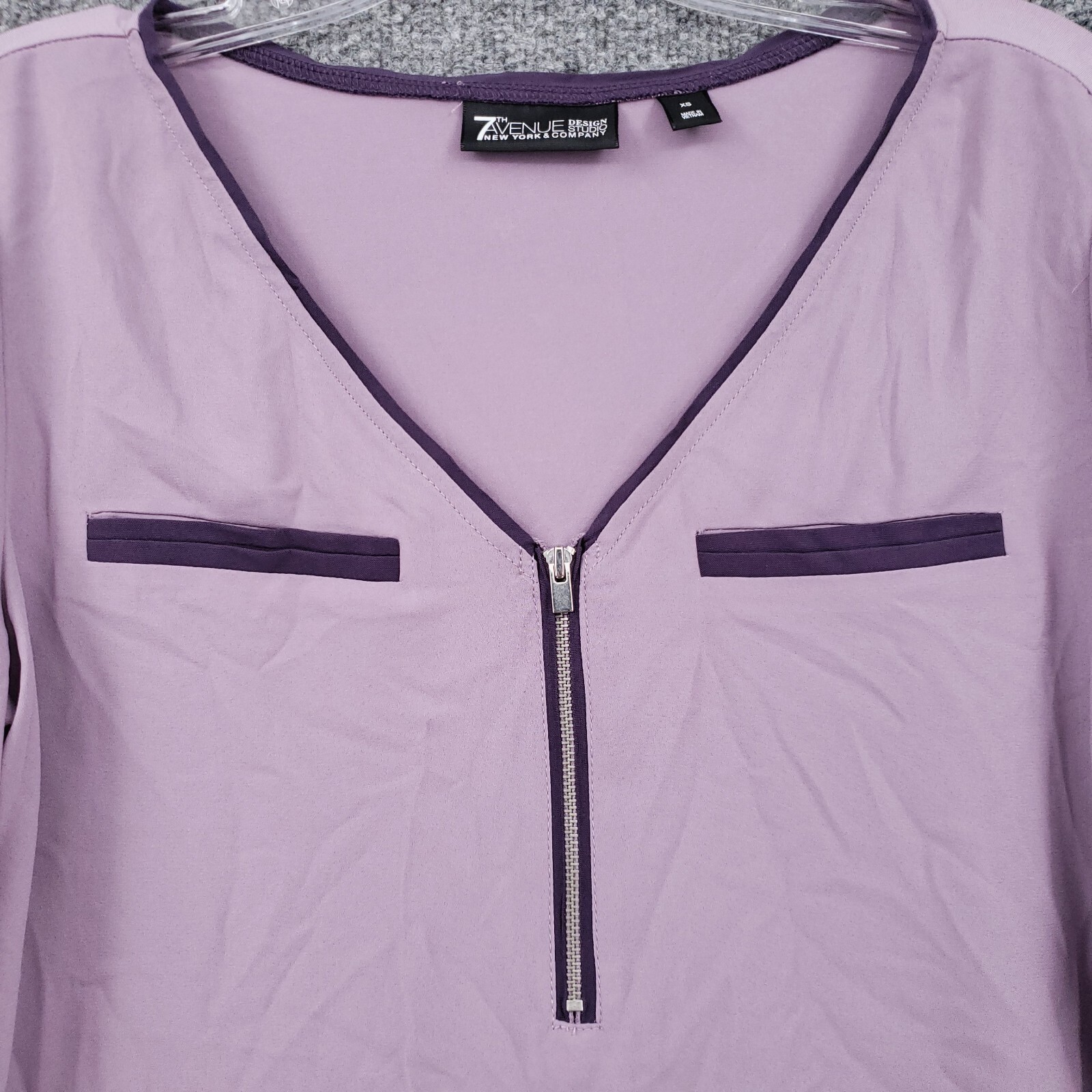 New York & Company Blouse Womens XS Purple 7th Avenue Design Studio 3/4 Sleeves