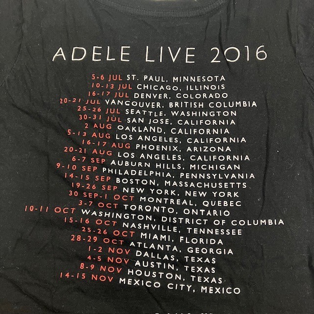 Adele Concert Shirt Live 2016 Graphic Black Short Sleeve Big Face Tour Tee L