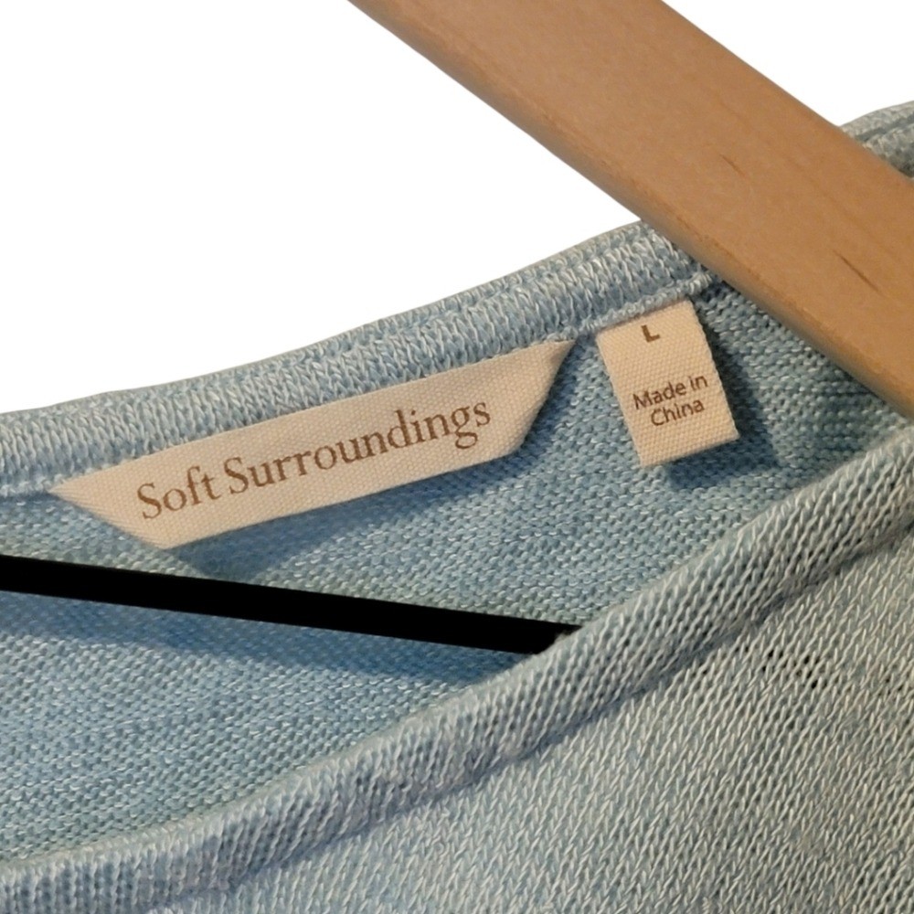 Soft Surroundings Audley Back Zipper Light Blue Top L
