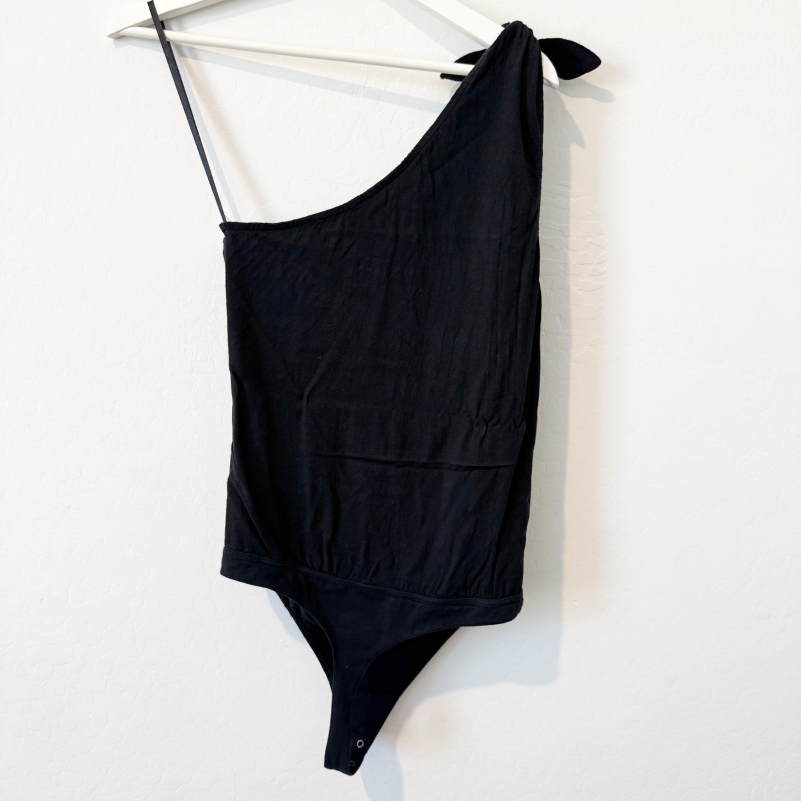 Abercrombie One Shoulder Tie Asymmetrical Bodysuit Black Casual Night Out Large