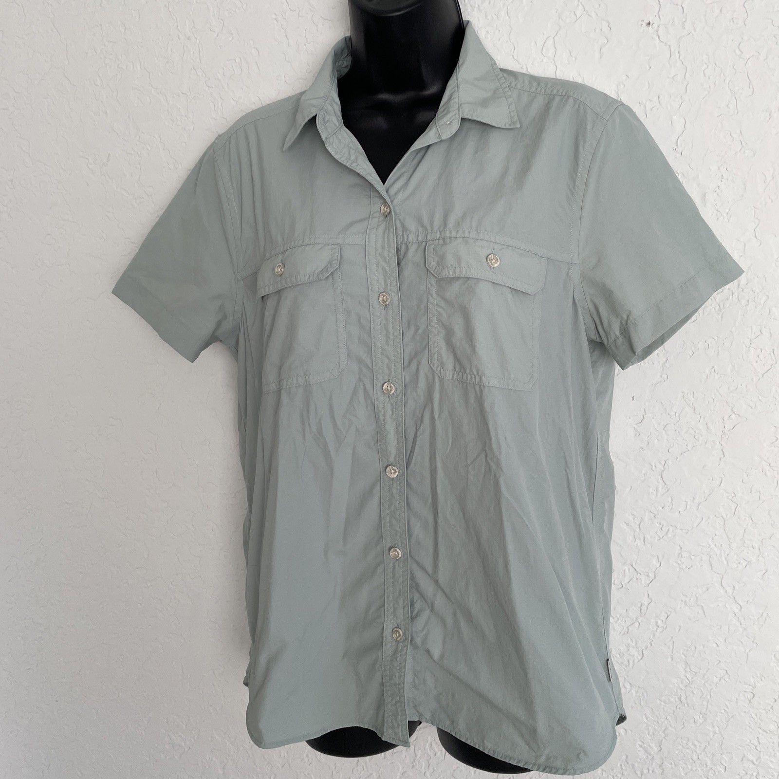 EDDIE BAUER Top Shirt Button Up Sporty Outdoor Hiking Camping Nylon Mesh TAll M