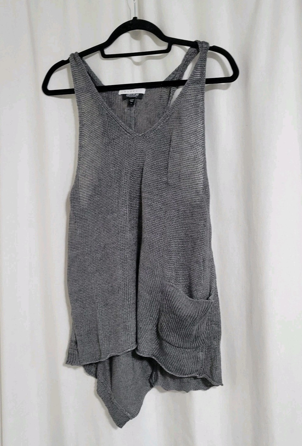 Duffy A Pea In The Pod Collection Knit Tank Top Size Lg Gray Boho Pocket