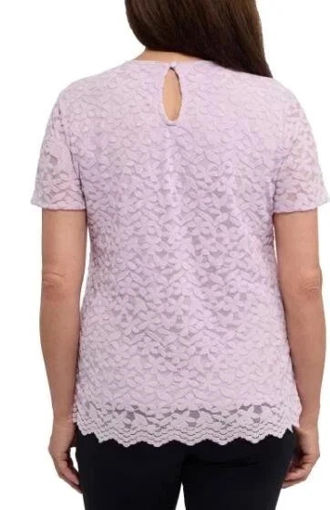 Teddi Rose Women’s Crewneck Short Sleeve Blouse, Purple, Size M