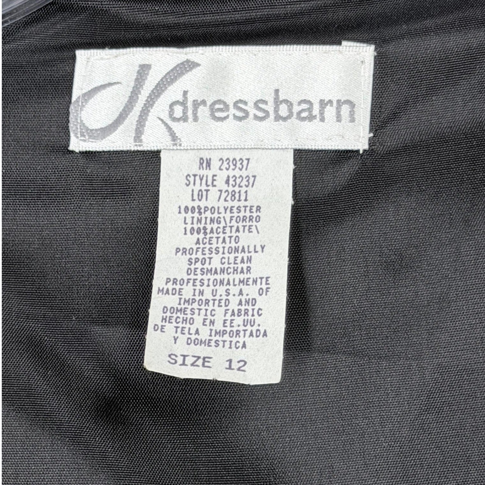 Dressbarn Blouse Womens 12 Black Beaded Bell Sleeve Scalloped Hem V-Neck Jacket