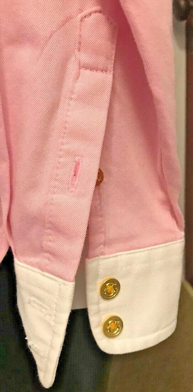 X-Small C Wonder 4 Gold-tone Button Womens Top with White Collar and Cuffs