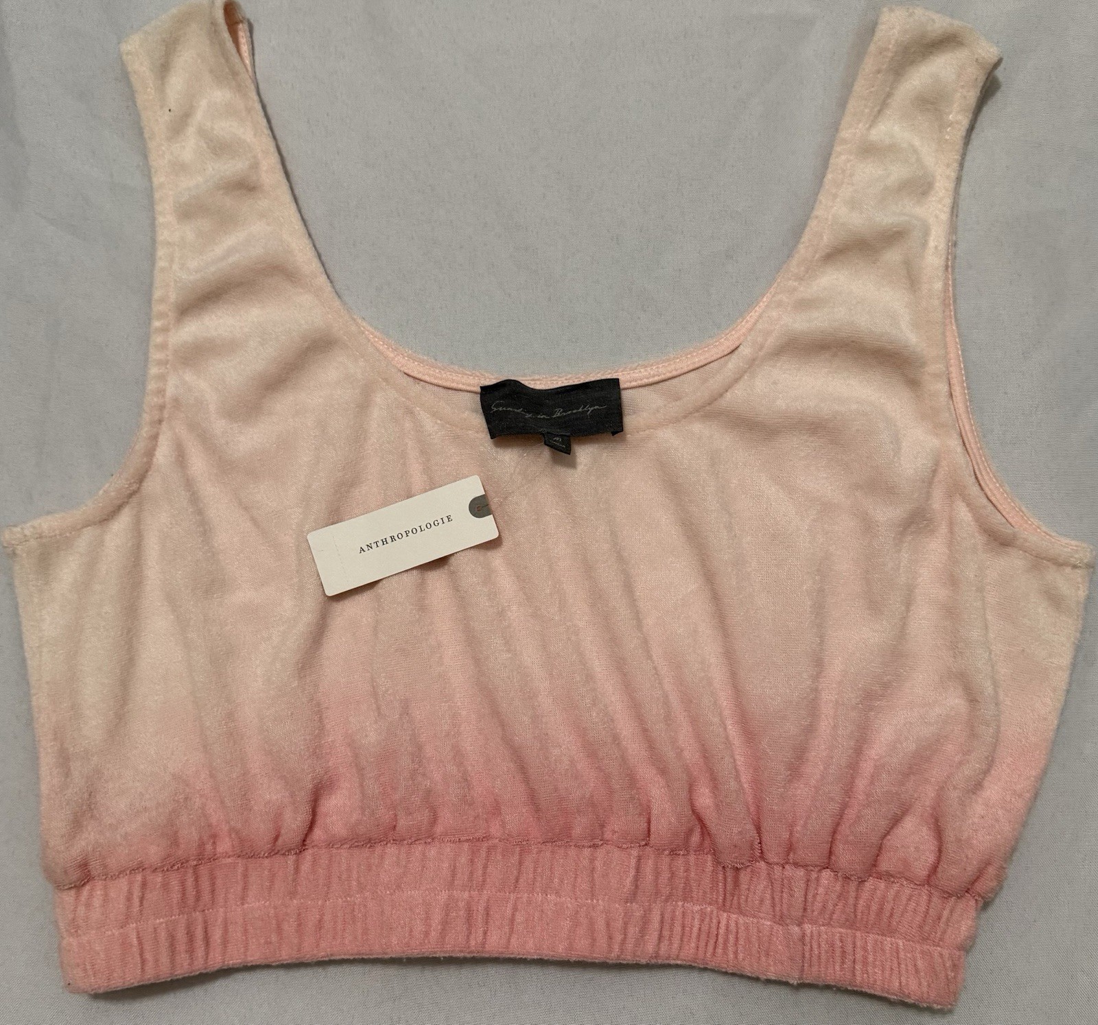 Sunday in Brooklyn Pink/White Ombré Terry Cropped Tank Top Sz. M Anthropologie
