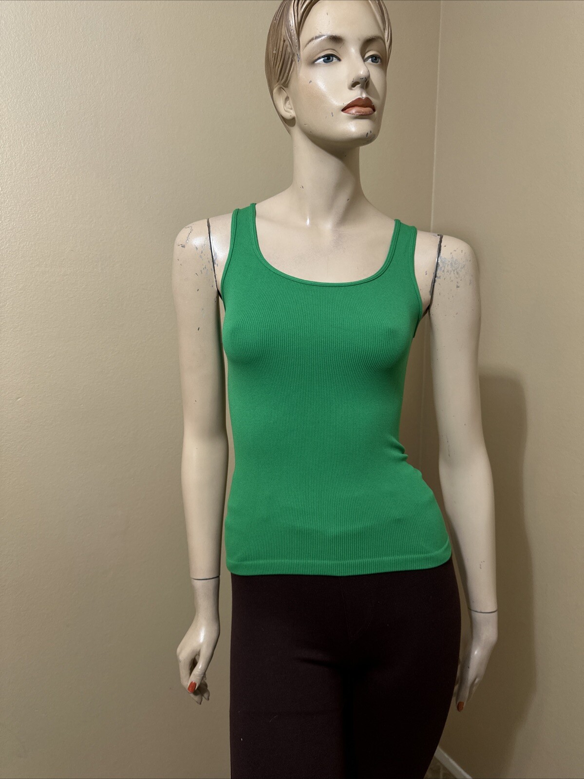 Women’s Green Nylon Casual Summer Stretch Slim One Size Blouse Top 3 For 15$