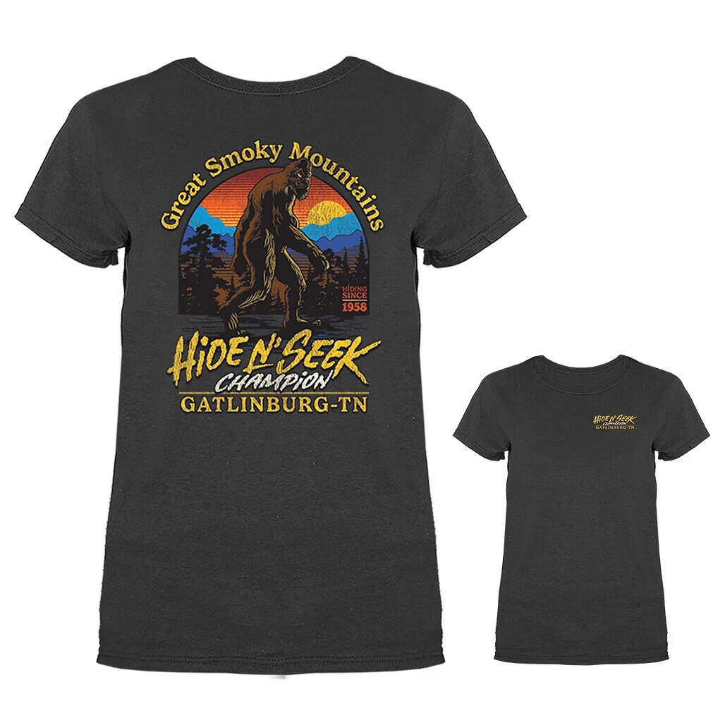 Hide & Seek Sasquatch Smoky Mountains Tennessee Gatlinburg Pigeon Forge T-shirt