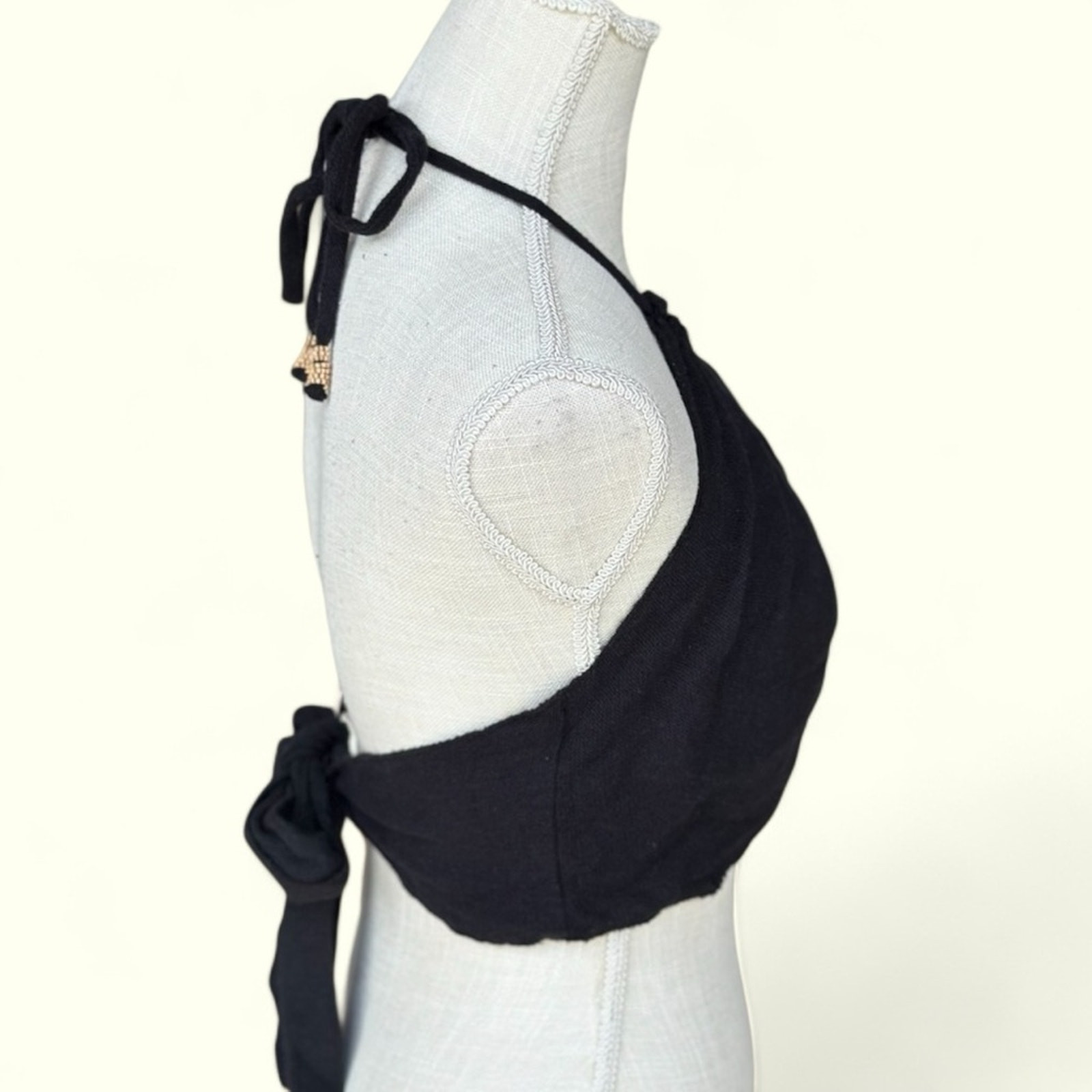 Free people NWOT S/P black gauzy Cotten‎ lightweight adjustable ties halter top