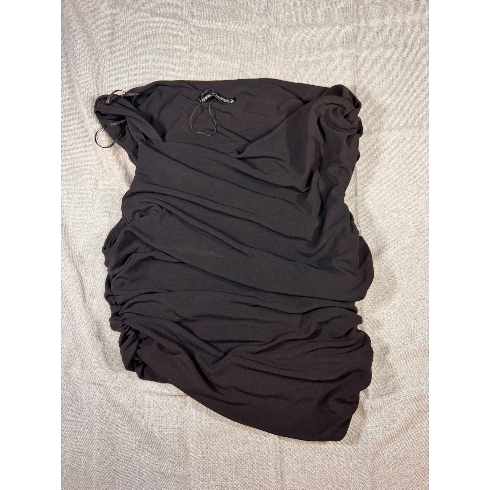 Zara Womens Black Ruched Draped Top Shirt Size Medium M Solid
