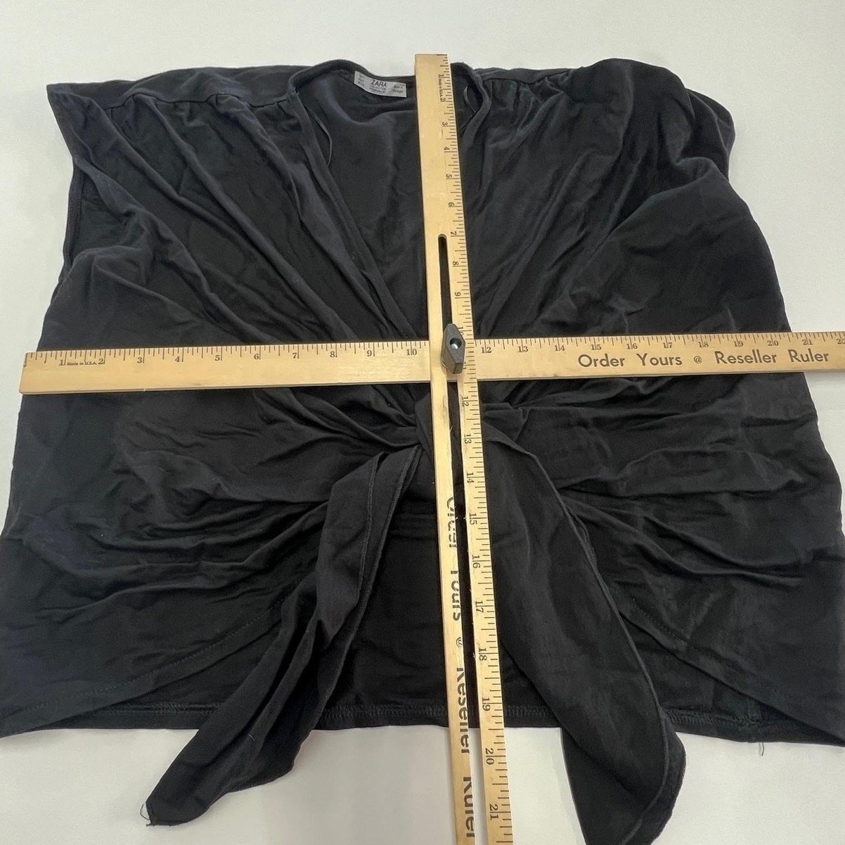 Zara Top Womens Small Black Front Tie Minimalist Modern Sleek