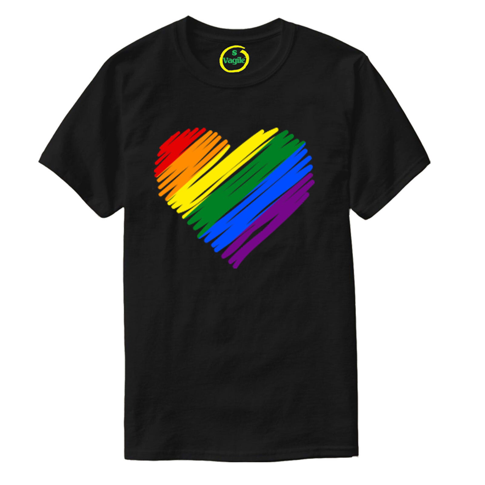 LGBT Heart T-Shirt, Rainbow Heart Love Lesbian LGBT Gay Pride Unisex Adult Top