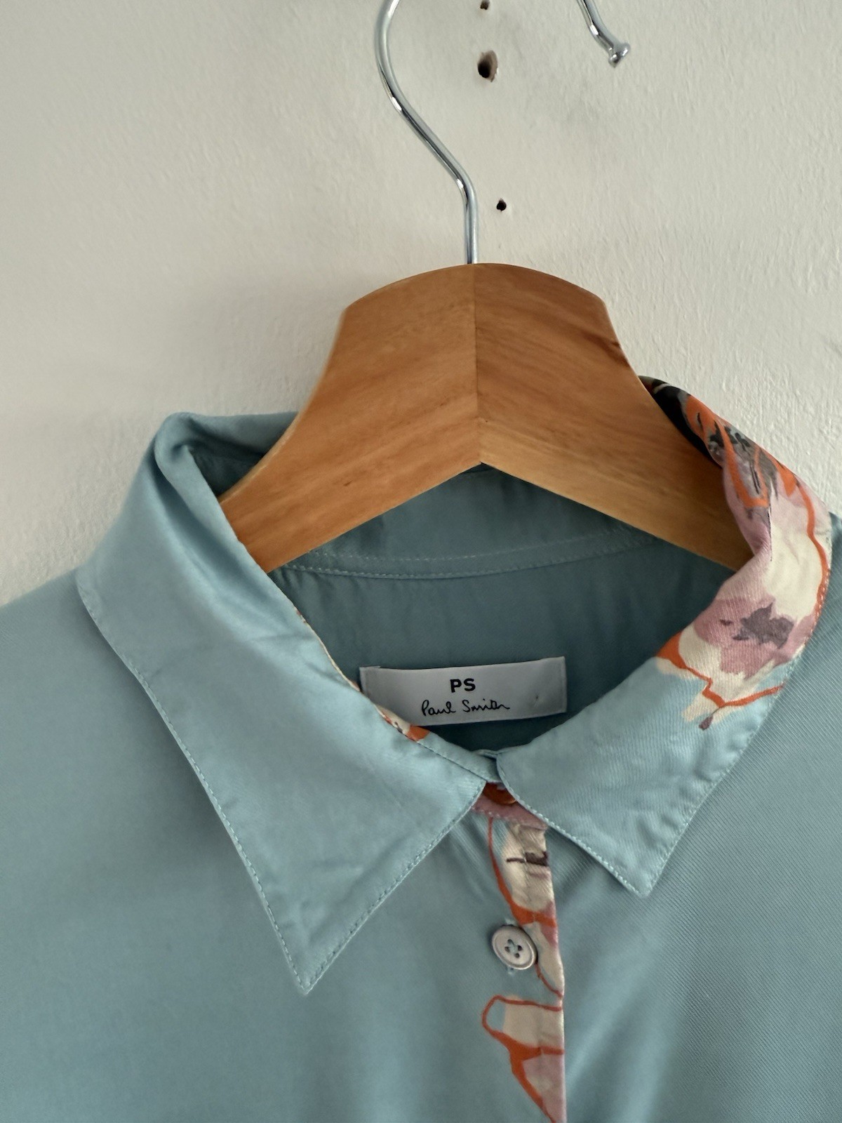 PS Paul Smith Blouse Womens Medium 40 Blue Shirt Floral Flower Button Up Viscose
