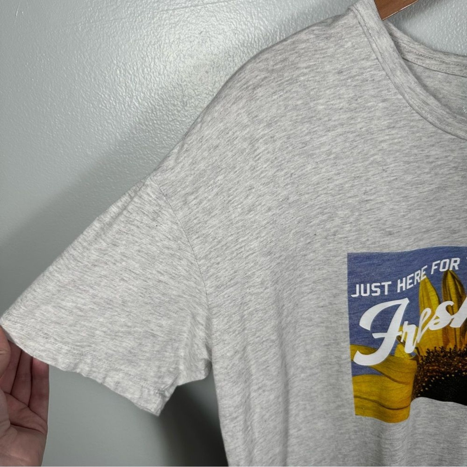 Aerie Just Here For The Fresh Air Sunflower Tee Size Small Light Grey Heather