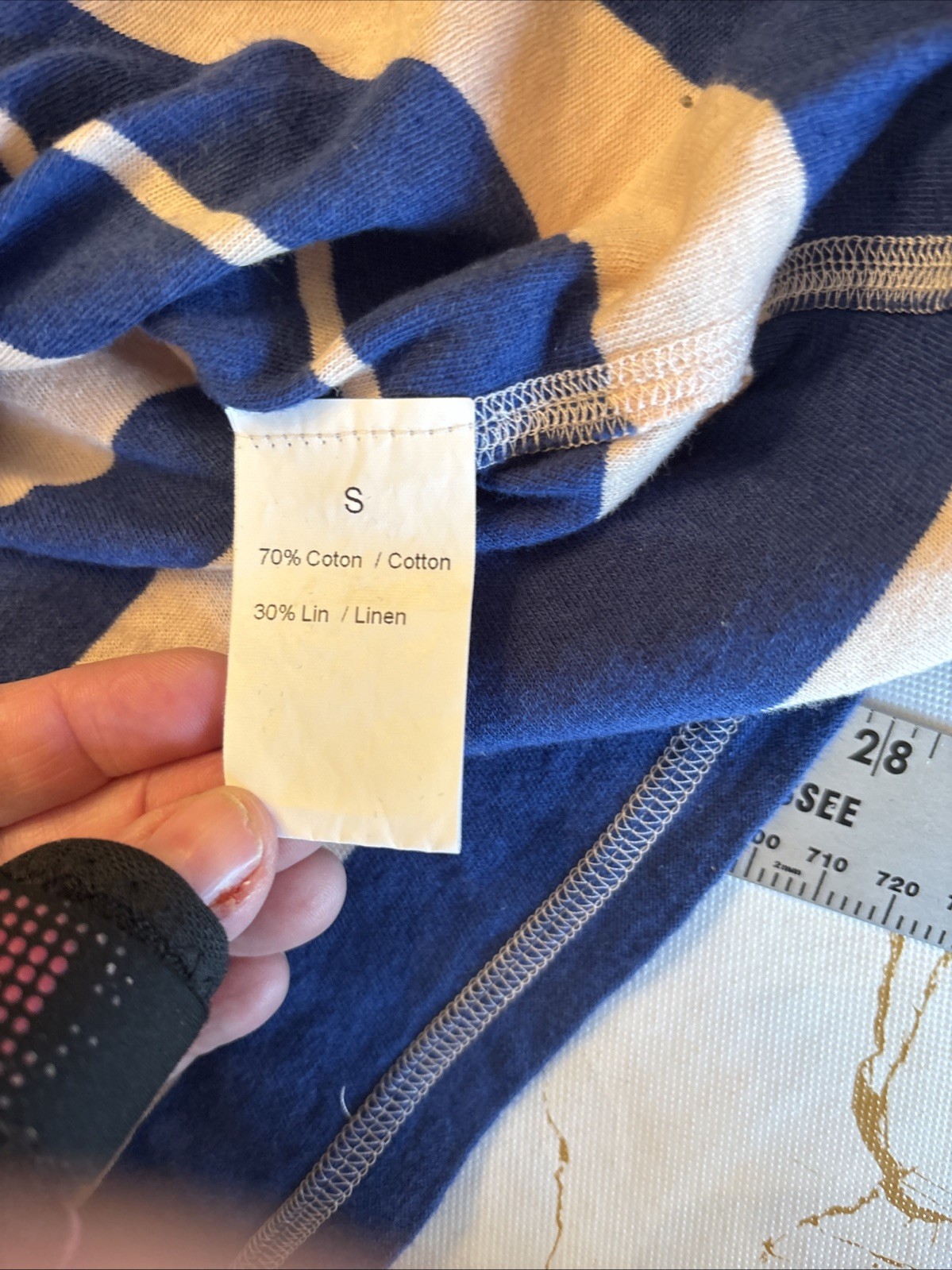 Sonia Rykiel Made In Romania Women Stripped T-Shirt Small Cotton & Linen Blend