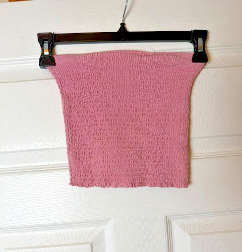 Garage Women’s S Pink Strapless Smocked Tube Top, Cotton