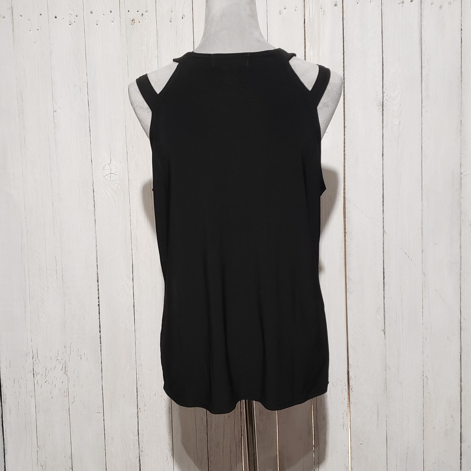 Diana Belle L Black Cutout Top Sleeveless 90s Y2K Neo Minimalist Deco Cage Goth