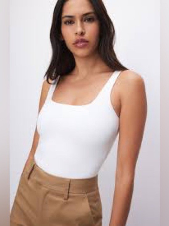 Good American $79 Sculpting Modern Tank Bodysuit off white 0 womens