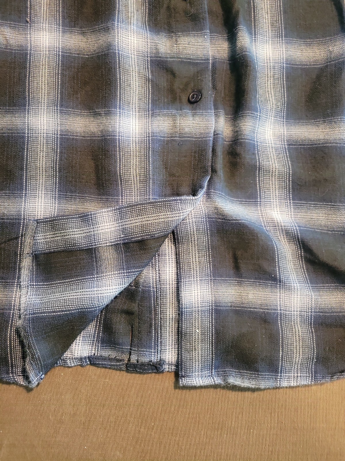 Lola River Issac Midnight Blue Plaid Flannel Women Button Up Shirt Medium
