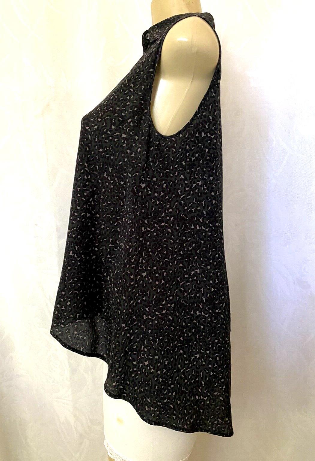 Sportmax Code Silk Top Blouse Shirt Sleeveless Black Gray Button V Neck Flare 8