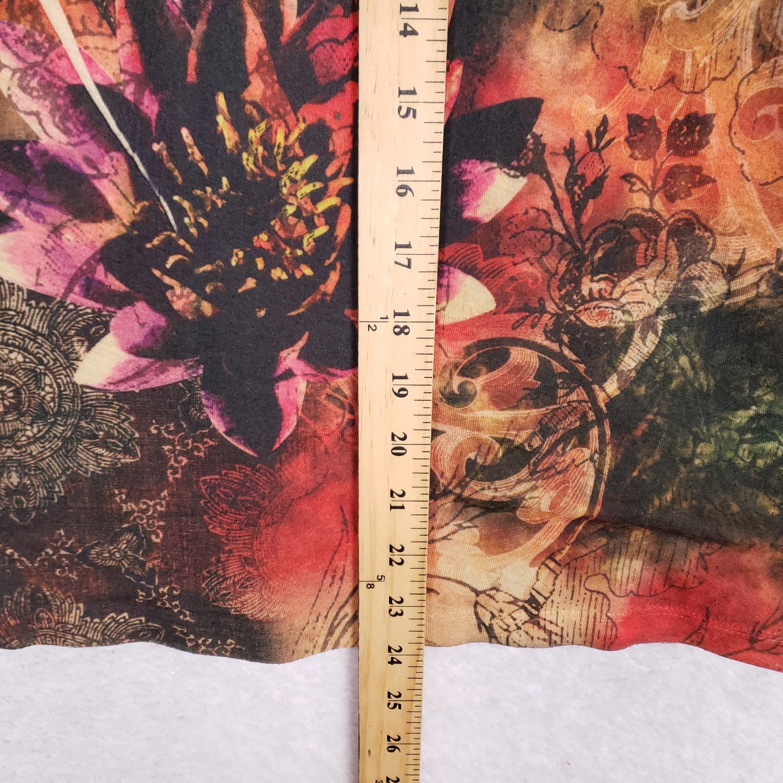 Boho Artistic Print Tunic Top Medium Floral Surreal Y2K Earthcore Festival